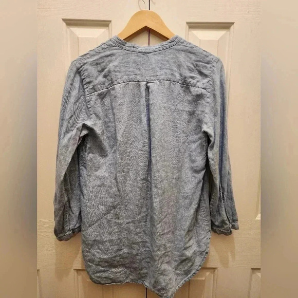 L.L.Bean 100% Linen Long Sleeve Split neck Shirt Tunic Pullover-Size -Small 🩵 - Picture 2 of 6
